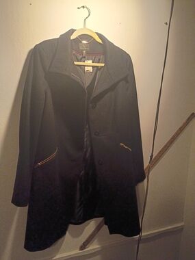 Worthington Black Trench Coat with Gold Zippers